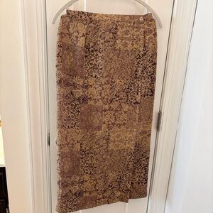 Talbots 100% Silk Paisley Purple Brown Floral Patchwork Pencil Maxi Skitt size 6